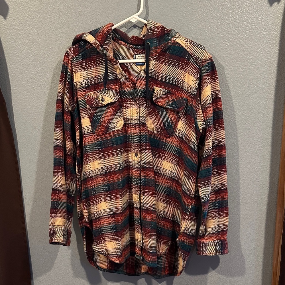 Kavu Women's Plaid Button Down Shirt - Red, Cream, Brown